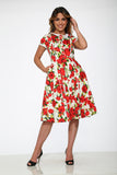 20361 White Red Floral Dress
