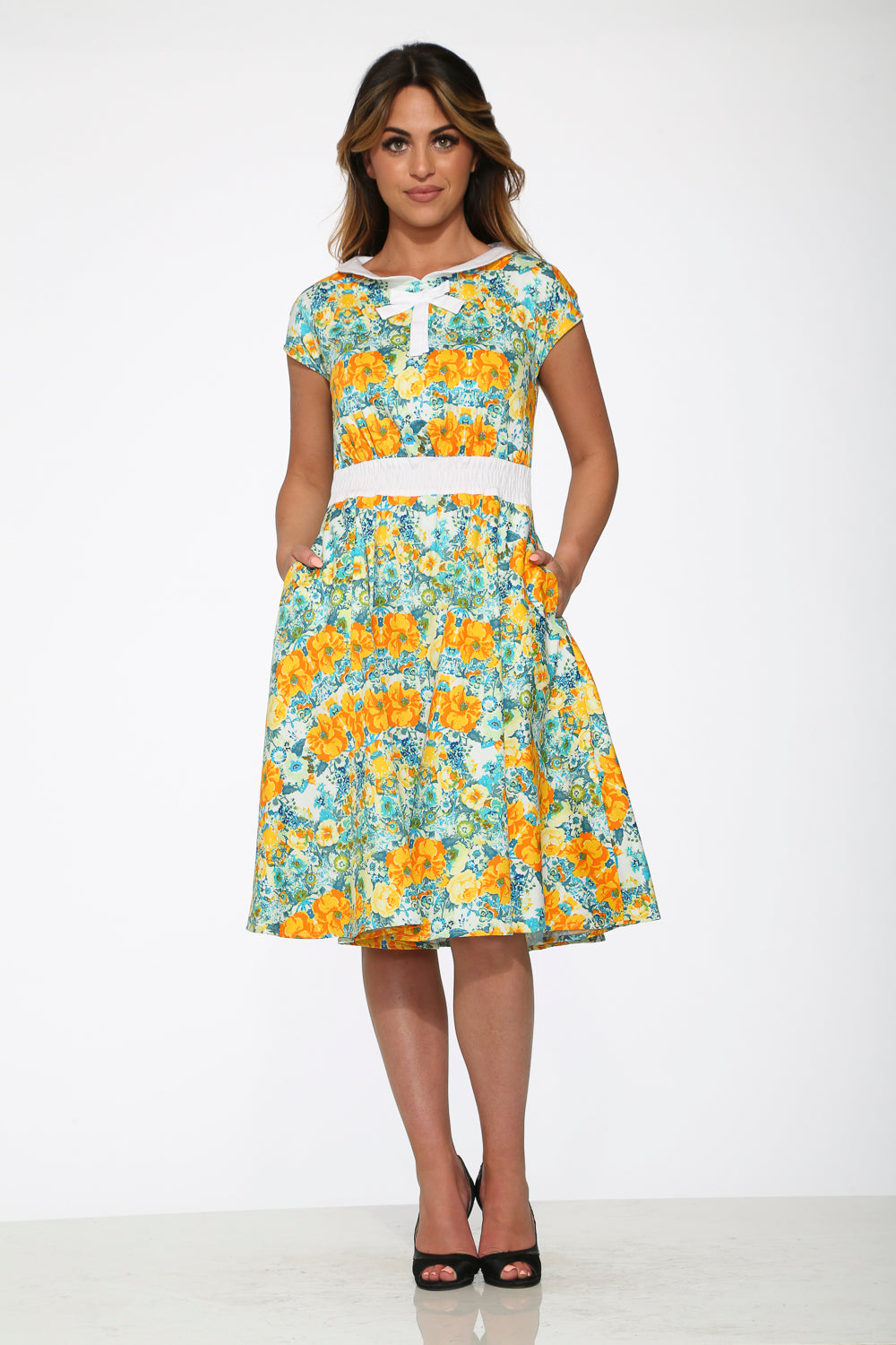 20380 Yellow Floral Dress
