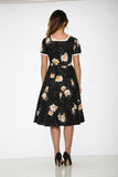 20410 Black With Orange Floral Dress