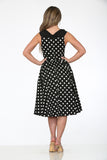 20430 Black White Polka Dot Swing Dress
