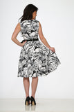 20530 White Black Floral Dress
