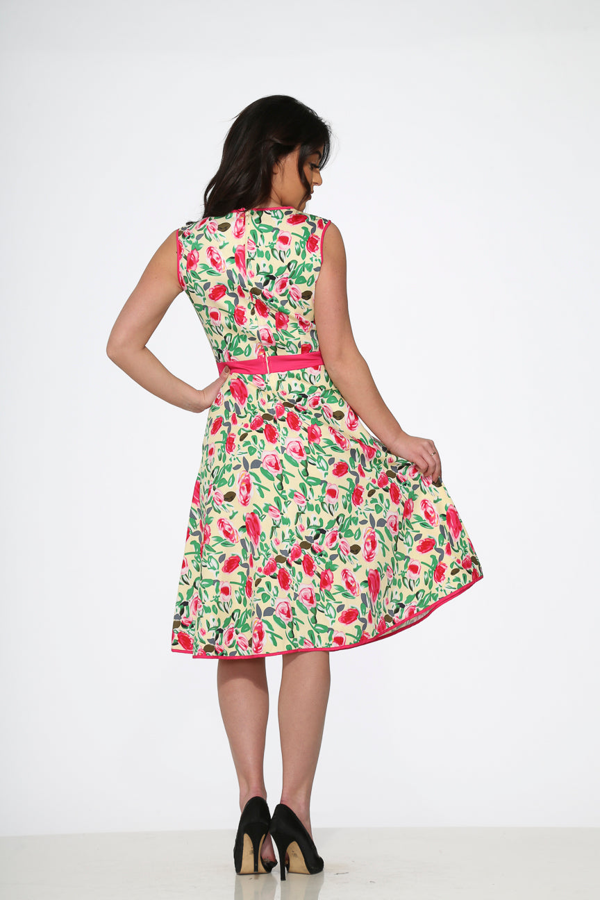 20540 Red Rose Floral Dress