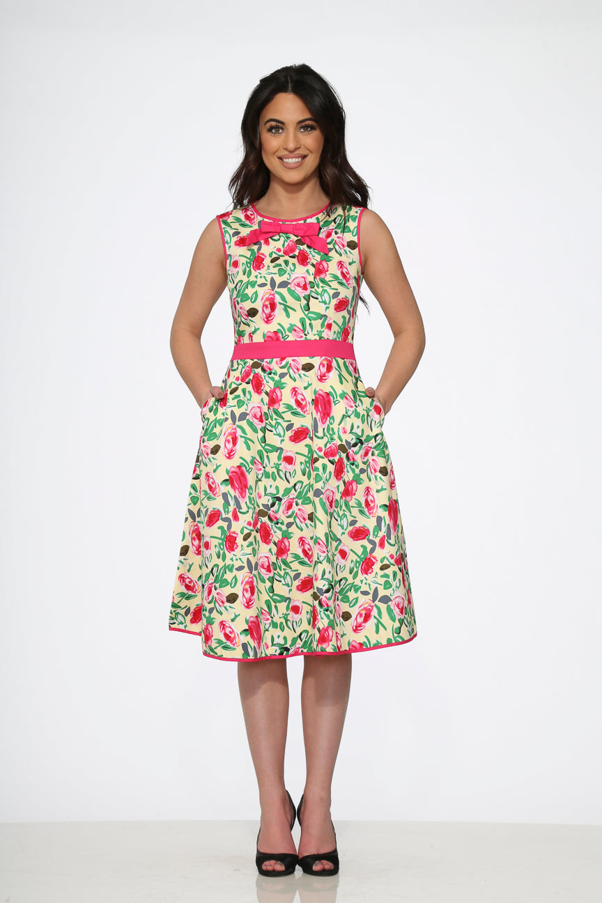 20540 Red Rose Floral Dress