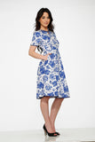 20560 White Blue Floral Dress