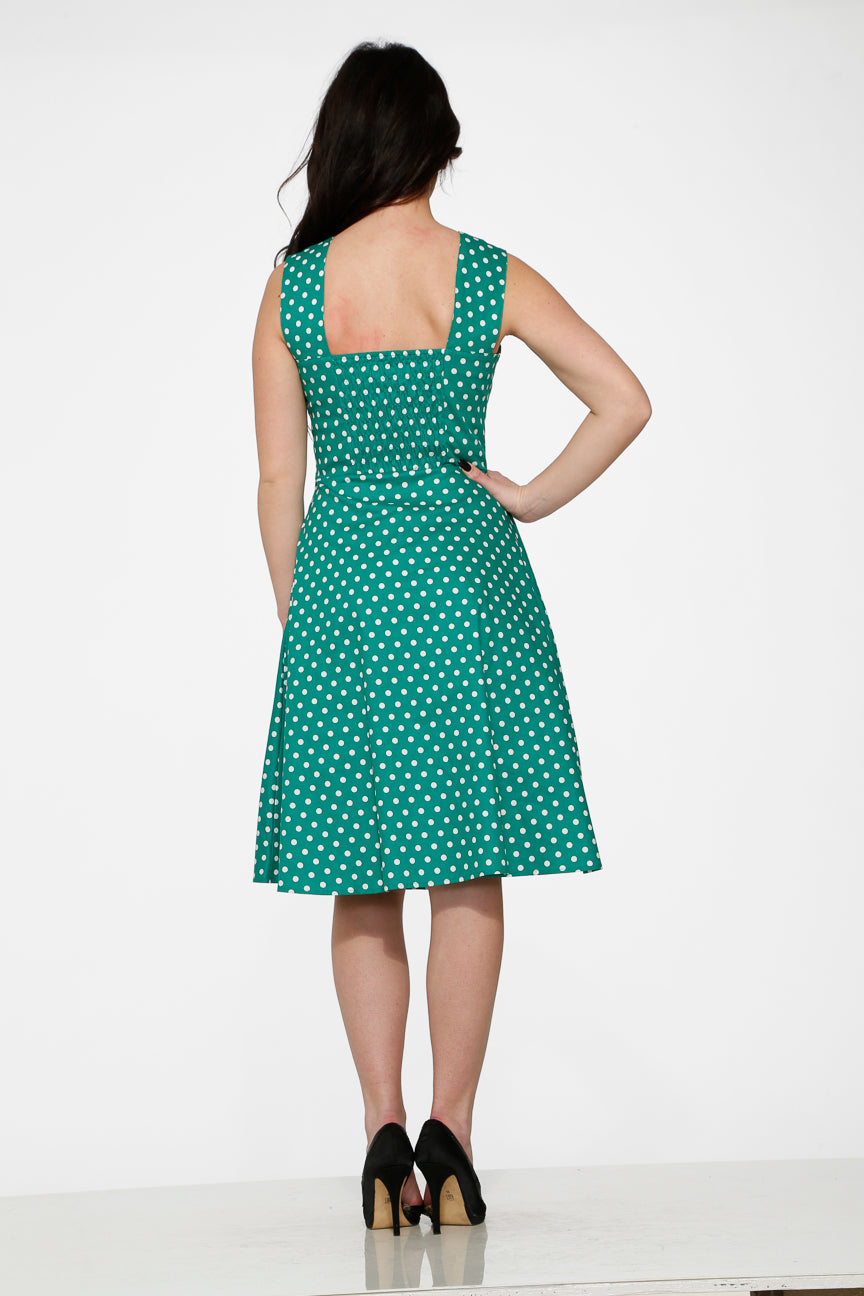 20670 Green White Polka Dot Dress – Orchid Bloom Clothing
