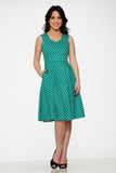 20670 Green White Polka Dot Dress