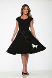 20680 Black Embroidered Puddle Swing Dress