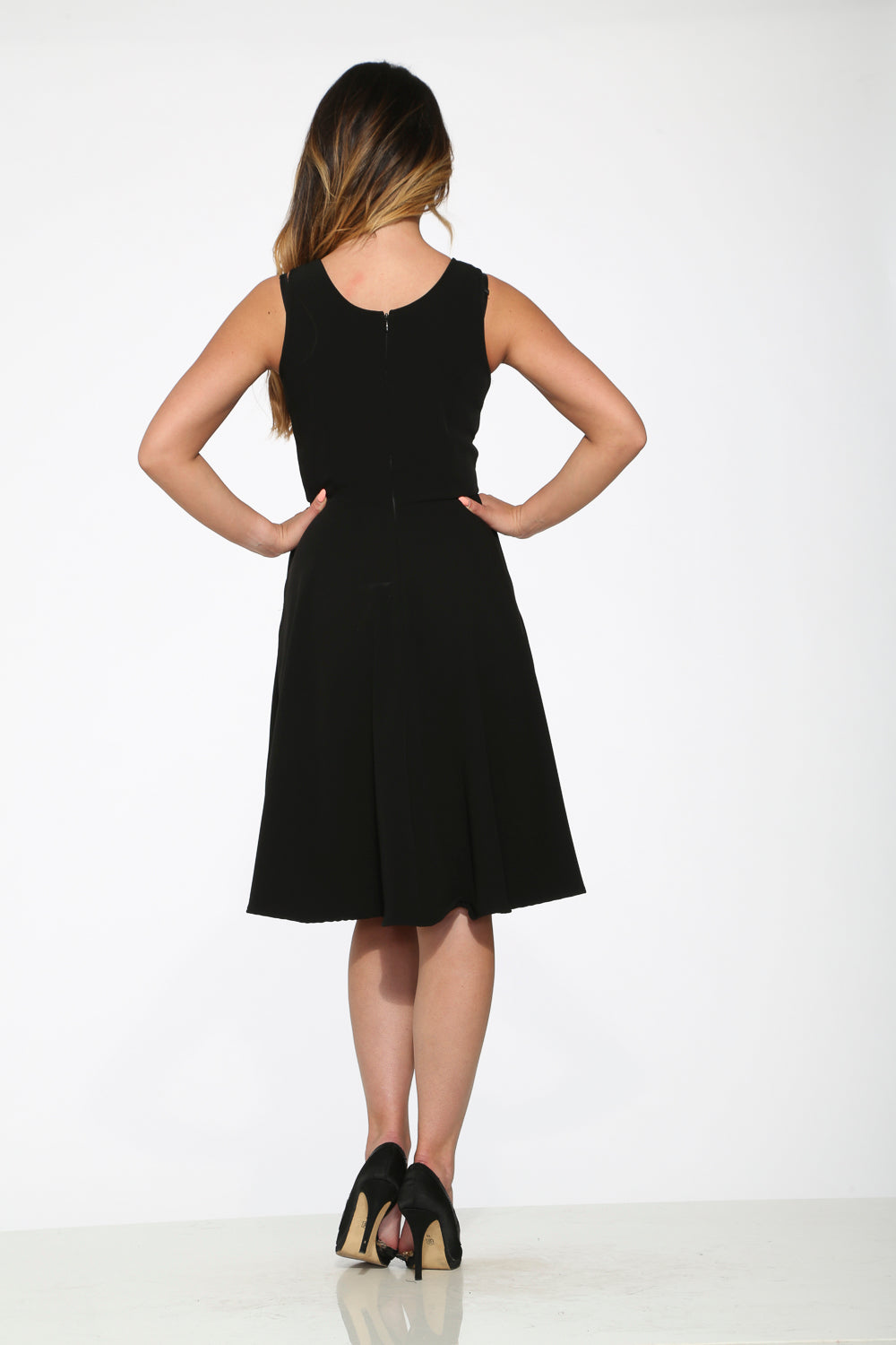 20730 Black Embroidered Puddle Swing Dress
