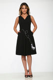 20730 Black Embroidered Puddle Swing Dress