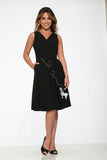 20730 Black Embroidered Puddle Swing Dress