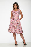 20770 Pink Floral Swing Dress