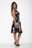20840 Navy Pink Floral Swing Dress