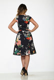20840 Navy Pink Floral Swing Dress