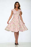 20910 Pink Floral Swing Dress