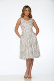 20930 White Purple Floral Swing Dress