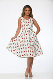 20932 White Red Lipstick Swing Dress