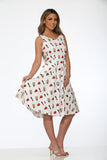 20932 White Red Lipstick Swing Dress