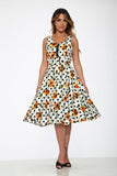 20940 White Black Polka Dot Swing Dress