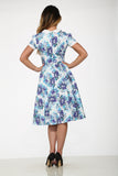 21100 White Blue Floral Swing Dress