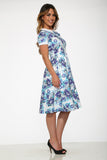 21100 White Blue Floral Swing Dress