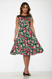 21150 Black Floral Swing Dress