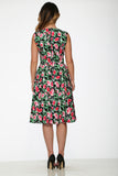 21150 Black Floral Swing Dress