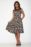 21150 Black Floral Swing Dress