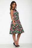 21150 Black Floral Swing Dress