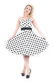 0211 Minnie Halter White Polka-Dot Dress