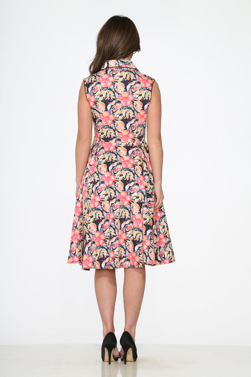21270 Pink Floral Swing Dress