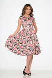 21270 Pink Floral Swing Dress