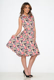 21270 Pink Floral Swing Dress