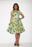 21290 Aqua Lemon Swing Dress