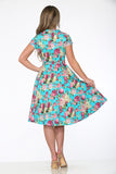 21340 Blue Floral Swing Dress