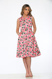 21640 Pink Daisy Floral Swing Dress
