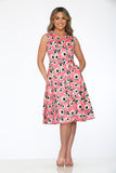 21640 Pink Daisy Floral Swing Dress
