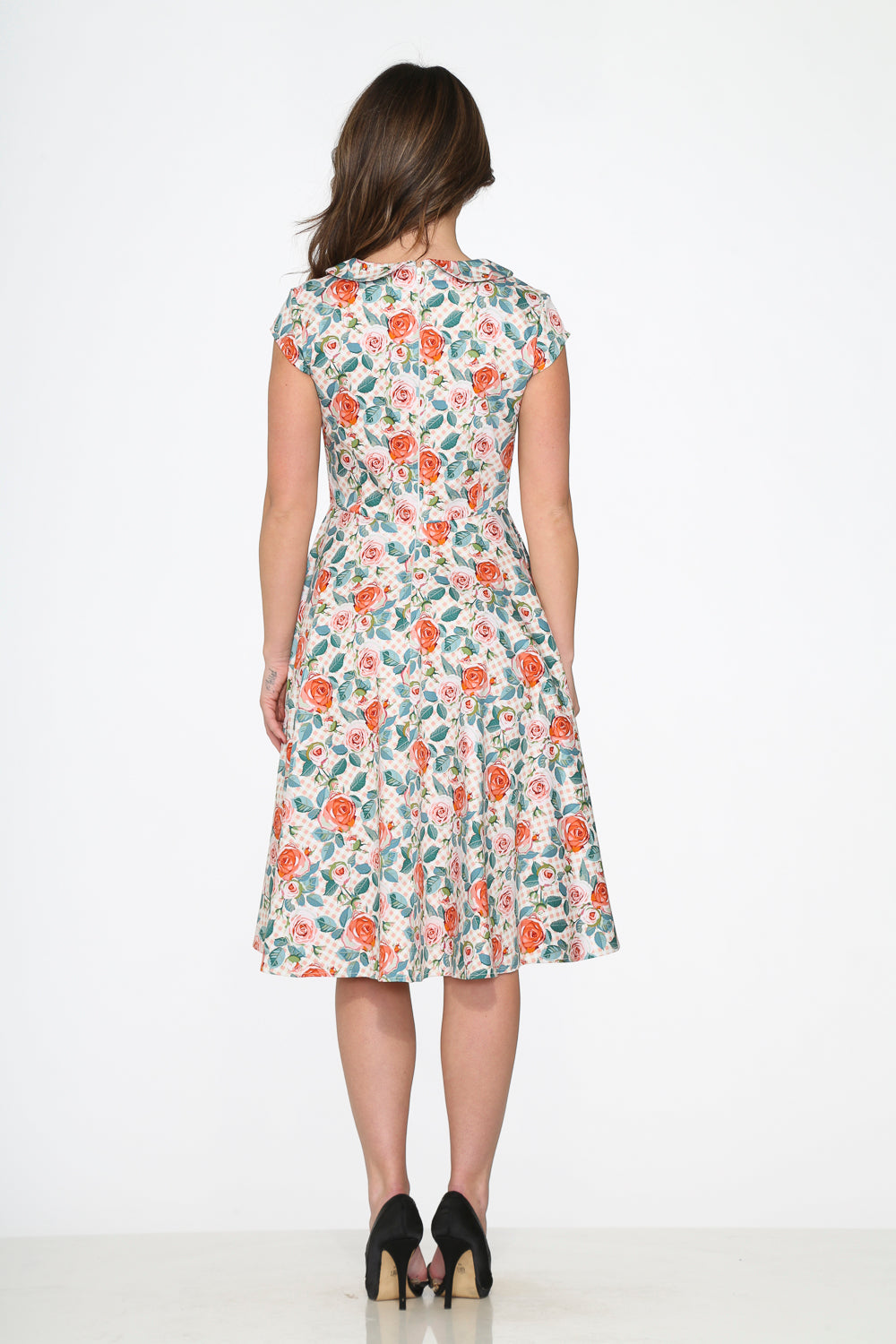 21670 Pink Floral Swing Dress