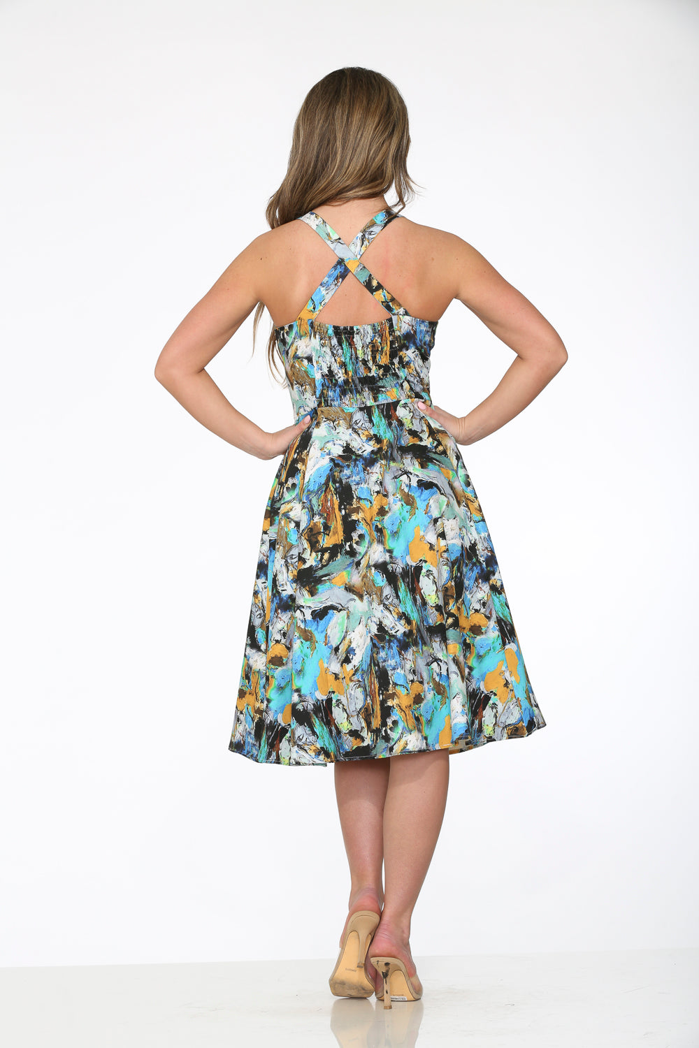 21860 Blue Paint Blush Swing Dress