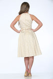 21920 Beige White Polka Dot Swing Dress