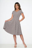 21930 Brown Plaid Swing Dress