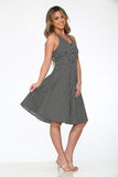 21960 Black White Check Line Halter Dress