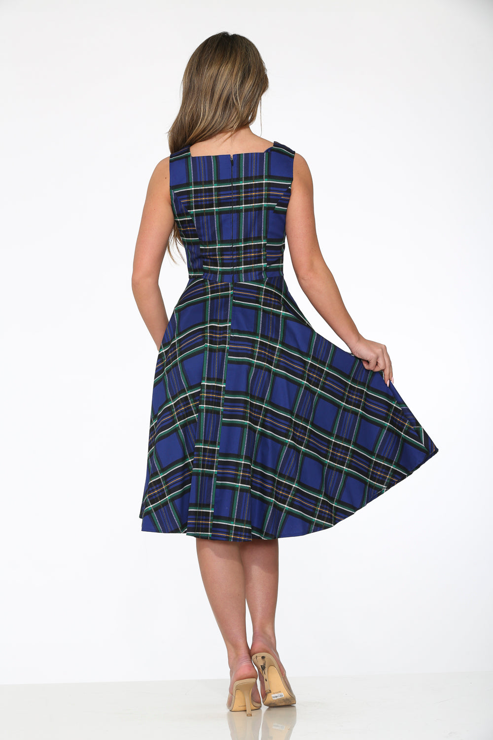 22010 Blue Plaid Swing Dress