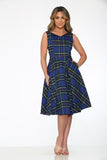 22010 Blue Plaid Swing Dress