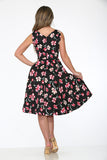 22040 Black Pink Floral Dress