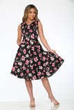 22040 Black Pink Floral Dress