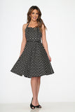 23230 Black White Polka Dot Halter Dress