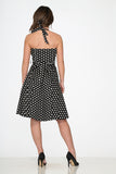 23230 Black White Polka Dot Halter Dress