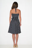 23233 Navy Blue White Polka Dot Halter Dress