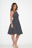 23233 Navy Blue White Polka Dot Halter Dress