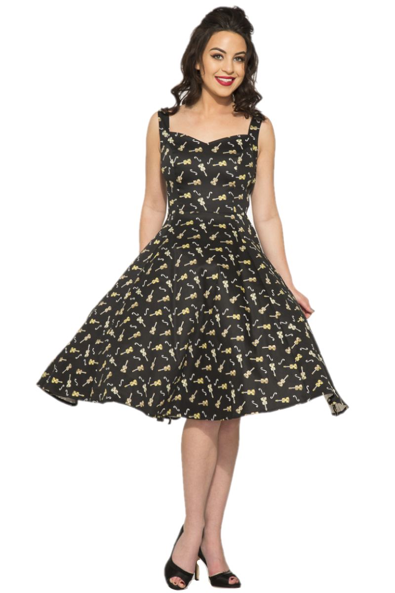 3087 Violin Vixen Swing Dress in Black